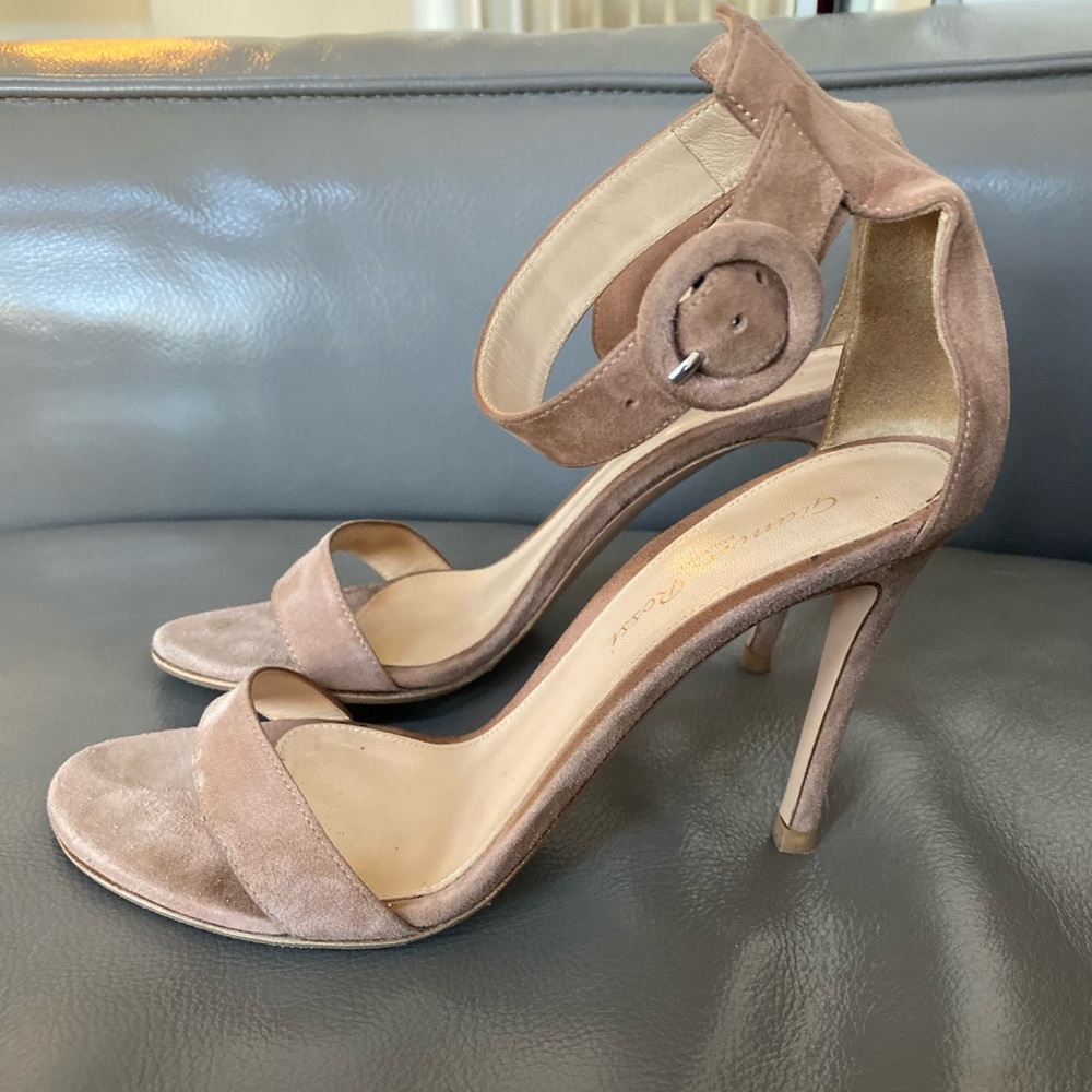 Blush suede sandals